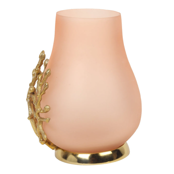 VersaLux Glass Vase and Candle Holder in Peach & Gold M.M.I. OVERSEAS