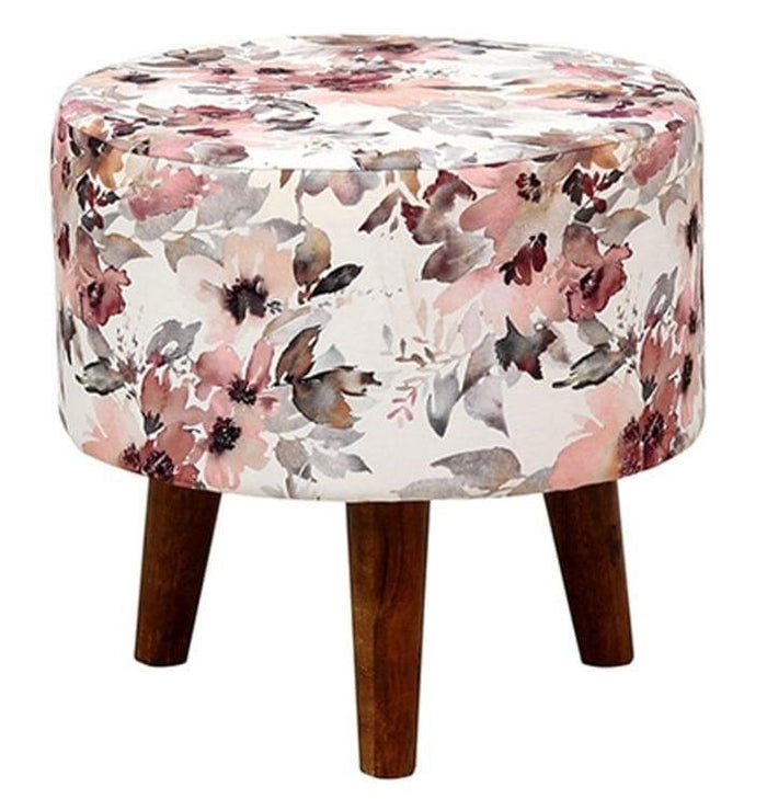 Vicente Mango Wood Foot Stool In Cotton Multicolour - Ouch Cart