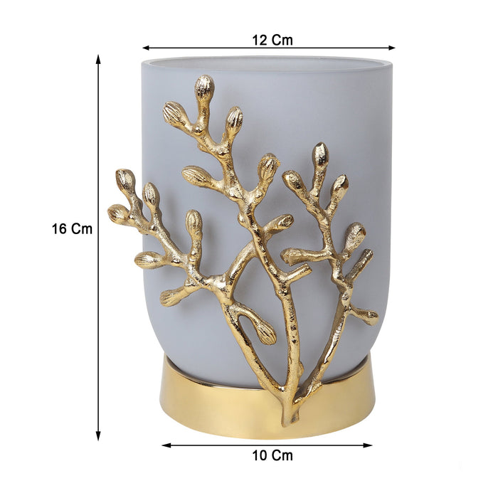 VinLux Glass Vase and Candle Holder in Grey & Gold M.M.I. OVERSEAS