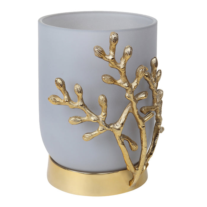 VinLux Glass Vase and Candle Holder in Grey & Gold  - OUCHCART