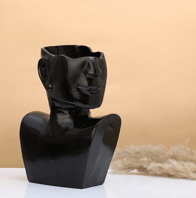 Visionary Face Glossy Black Planter - Ouch Cart