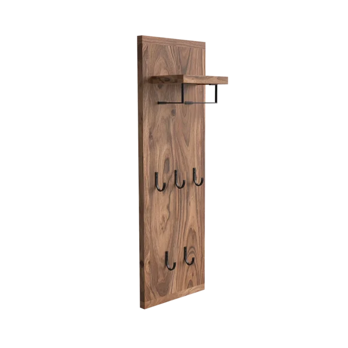 Viveca  Solid Wood Wall 5 - Hook Wall Mounted Coat Rack Ouch Cart