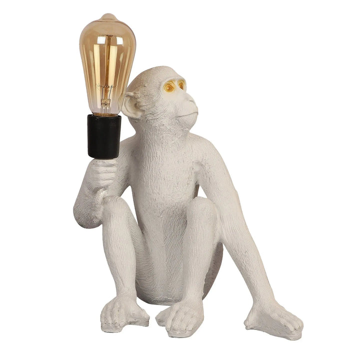 White fiberl Monkey Shape Table Lamp - Ouch Cart