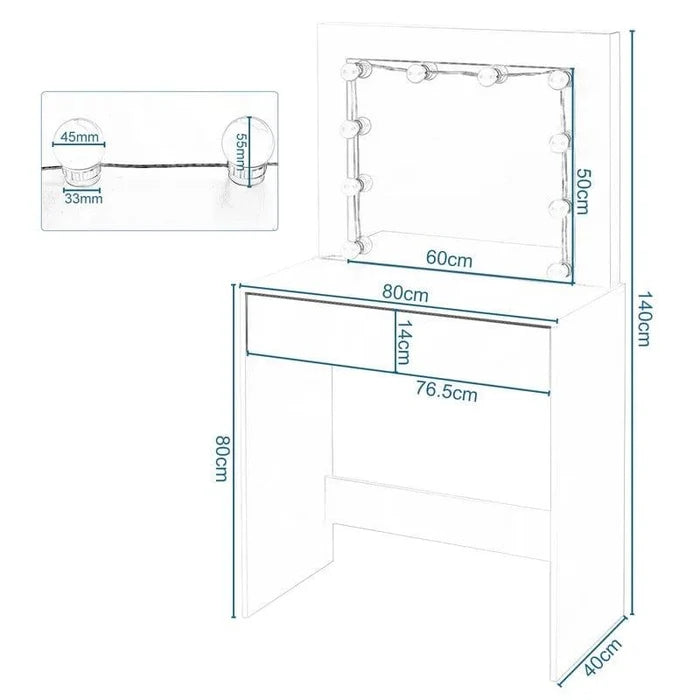 White Vanity Desk with Mirror, Makeup Vanity Desk with Drawers, Table Set for Girl, Bedroom, Storage, (White) - Ouch Cart