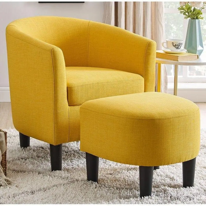 Wide Barrel Chair and Ottoman - Ouch Cart