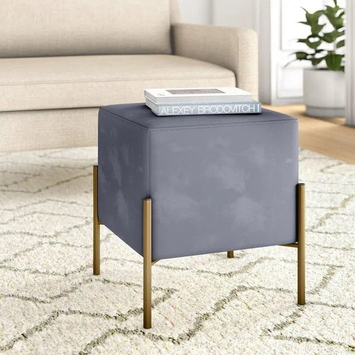 Wide Velvet Square Standard Ottoman - Ouch Cart