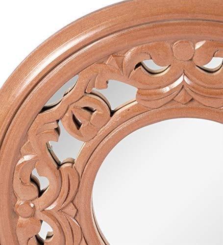 Wood Handcrafted Wall Mirror for Bedroom Home Decor Living Room Bathroom, 45 X X1.9 cm (Brown) (TUS-MR-37) - Ouch Cart