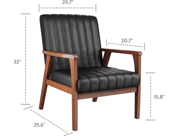 Wooden Arm Accent Chair for Living Room-Real Wood-Modern Channeled Tufting - Ouch Cart