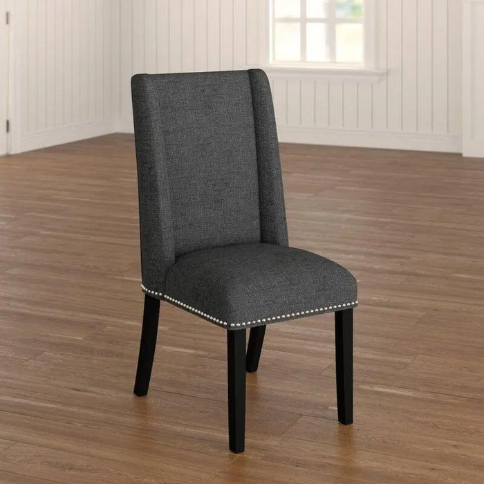 Wooden Back Side Dinning Chair in Medium Gray - Ouch Cart