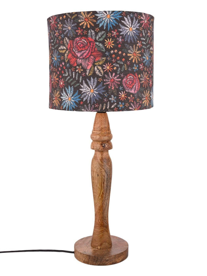 Wooden Black Floral Stich Lamp - Ouch Cart