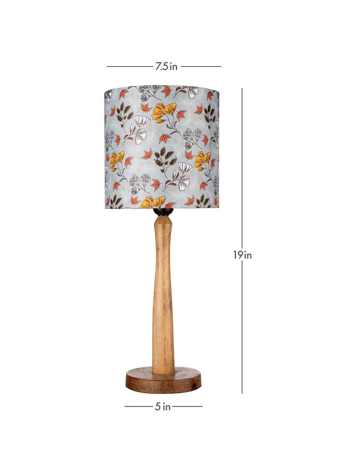 Wooden Brown Lamp with Blue Gardenia Shade - Ouch Cart