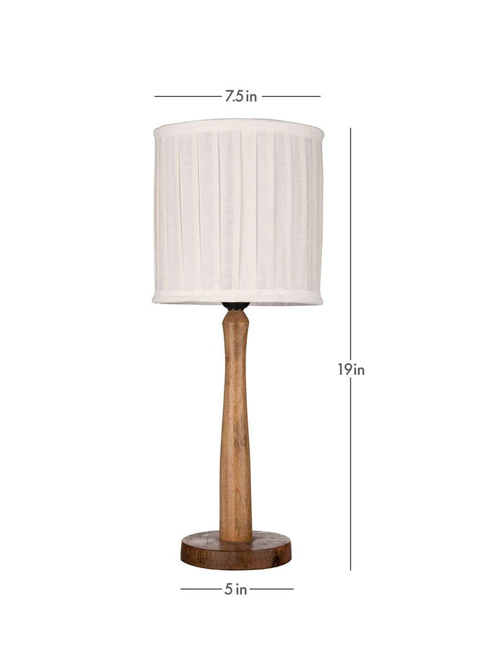 Wooden Brown Lamp with pleeted Balck Shade - Ouch Cart