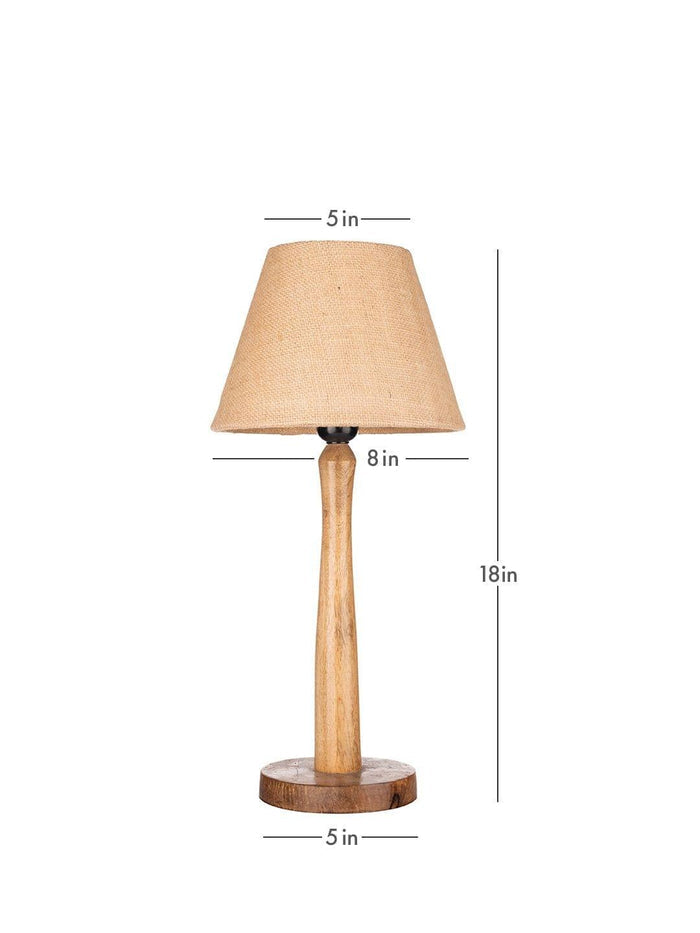 Wooden Brown Lamp with Taper Brown Jute Shade - Ouch Cart