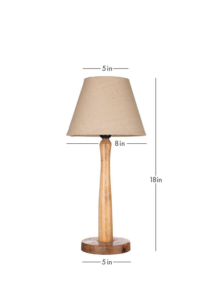 Wooden Brown Lamp with Taper White Jute Shade - Ouch Cart
