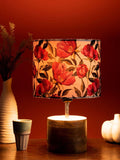 Wooden Brown Log Table Lamp with Pink Rose Shade - Ouch Cart