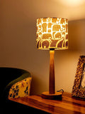 Wooden Brown Table Lamp with Black Elephant Shade - Ouch Cart