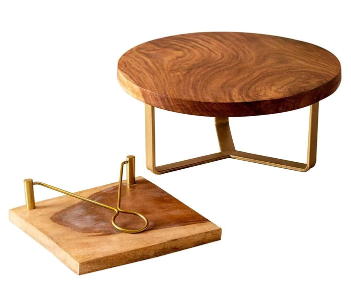 WOODEN CAKE STAND AND TISSUE HOLDER COMBO II FOOD GRADE - Ouch Cart