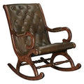 Wooden Classic and Antique Leather Rocking Chair/Easy Aaram Chair for Back Pain/Relaxing Chair - Ouch Cart