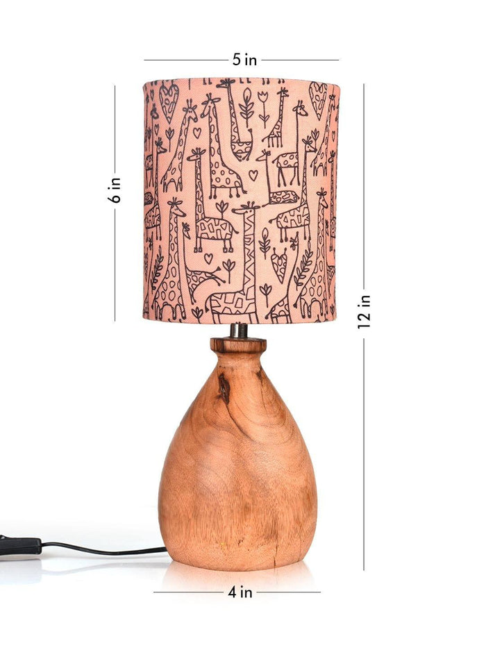 Wooden Dome Table Lamp Animal Printed Shade - Ouch Cart