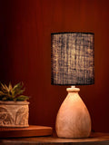 Wooden Dome Table Lamp with Jute Black Shade - Ouch Cart