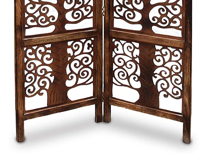 wooden Handcrafted 2 Panel Brown Wooden Room Partition/Divider - Ouch Cart