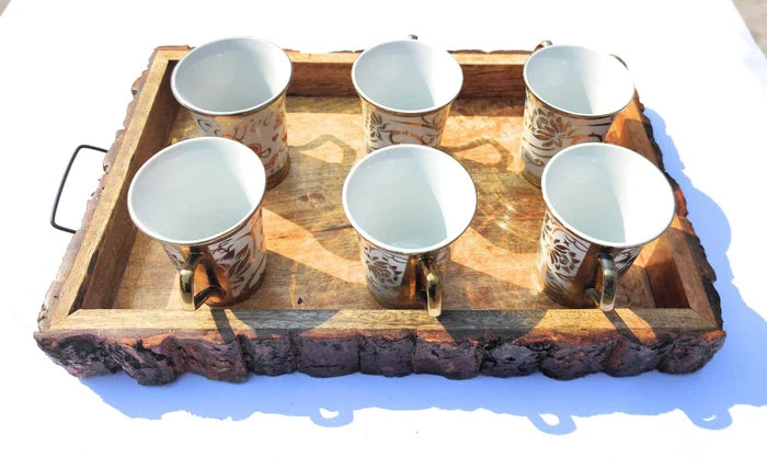 WOODEN HANDMADE BARK SERVING TRAY - Ouch Cart