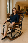 Wooden & Iron Rocking Chair Wooden Chair Swing Chair Ouch Cart