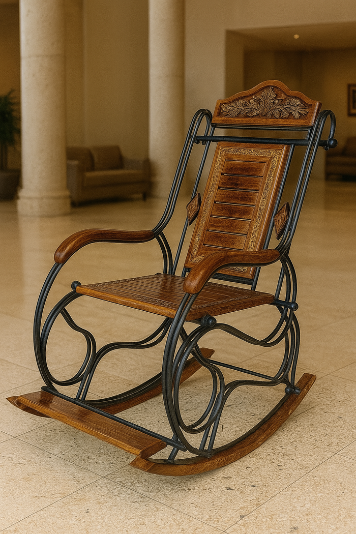 Wooden & Iron Rocking Chair Wooden Chair Swing Chair Ouch Cart