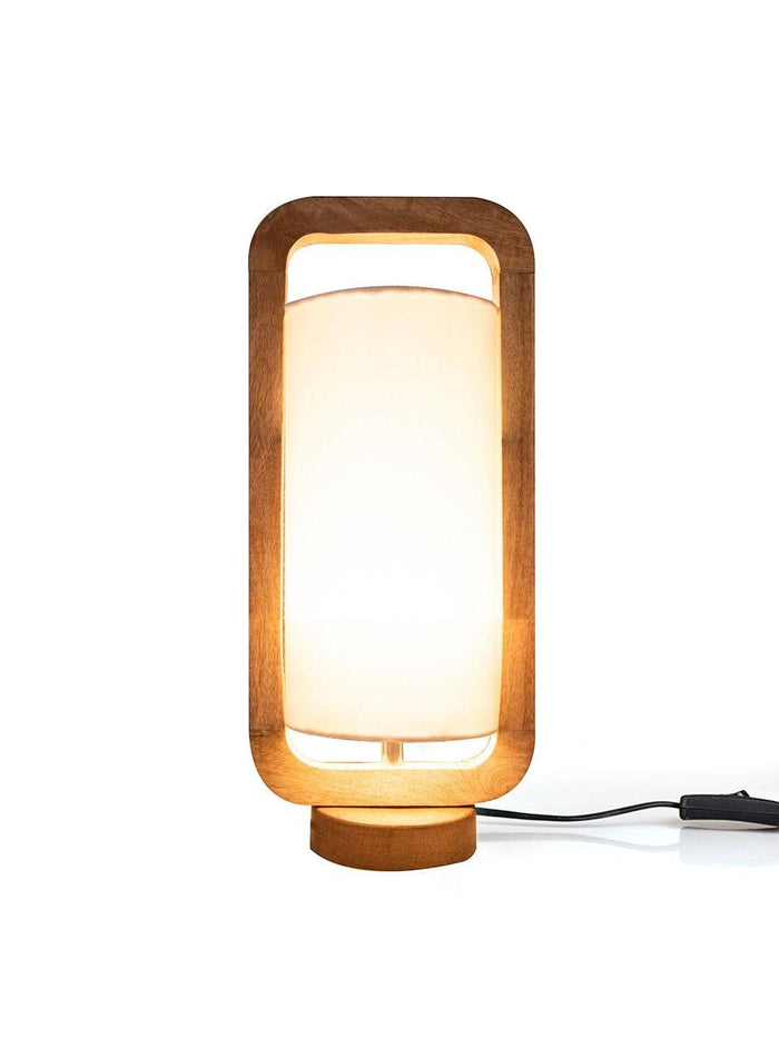 Wooden Lantern Lamp with White Cotton Shade - Ouch Cart