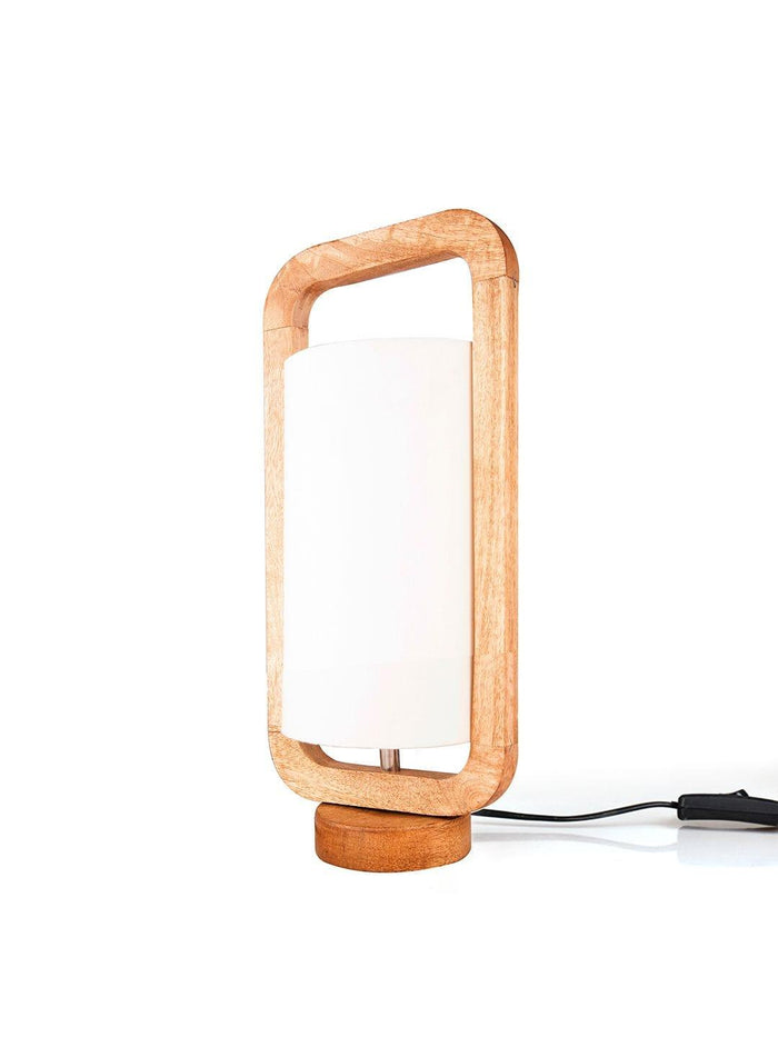 Wooden Lantern Lamp with White Cotton Shade - Ouch Cart