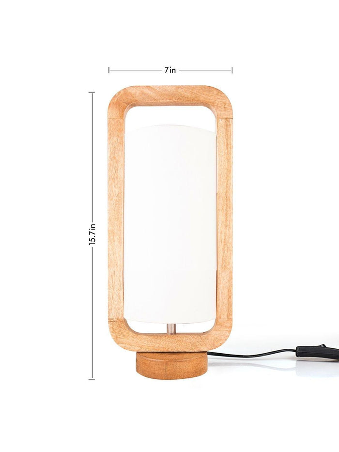 Wooden Lantern Lamp with White Cotton Shade - Ouch Cart