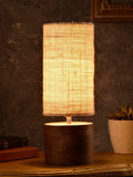 Wooden Log Table Lamp with White Jute Shade - Ouch Cart