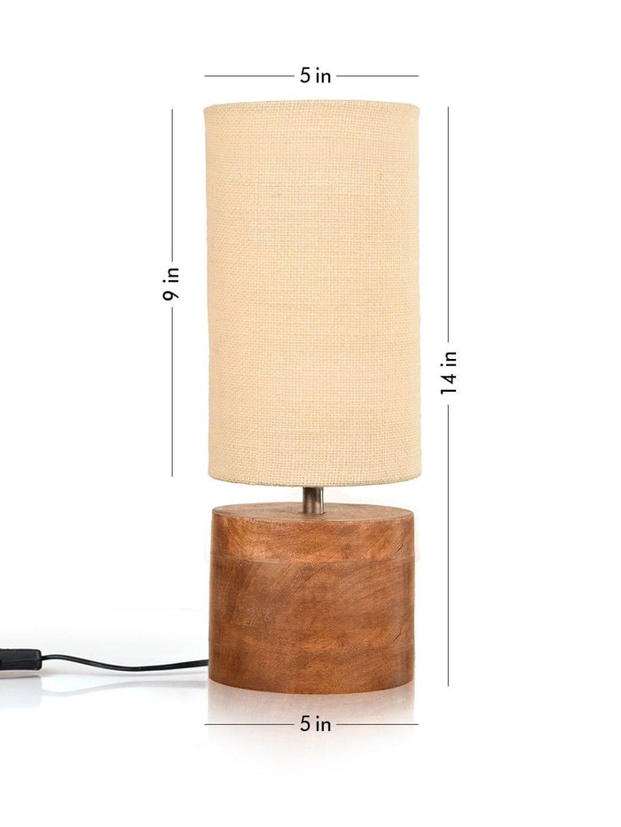 Wooden Log Table Lamp with White Jute Shade - Ouch Cart