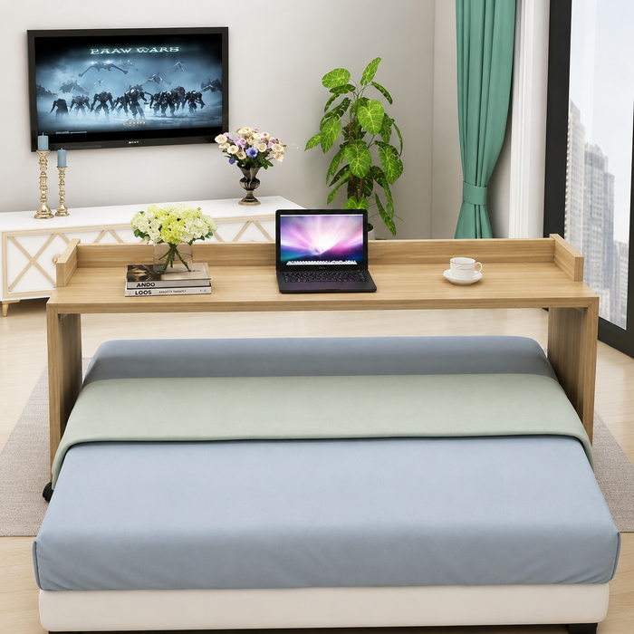 Wooden Overbed Rolling Table for Laptop & Workstation OUCH CART