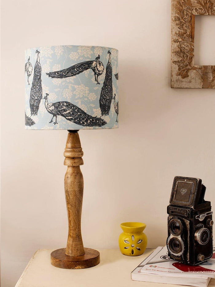 Wooden Peacock Print Lamp - Ouch Cart