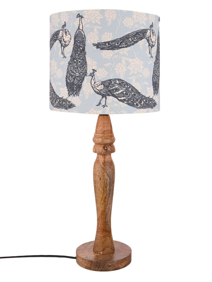 Wooden Peacock Print Lamp - Ouch Cart