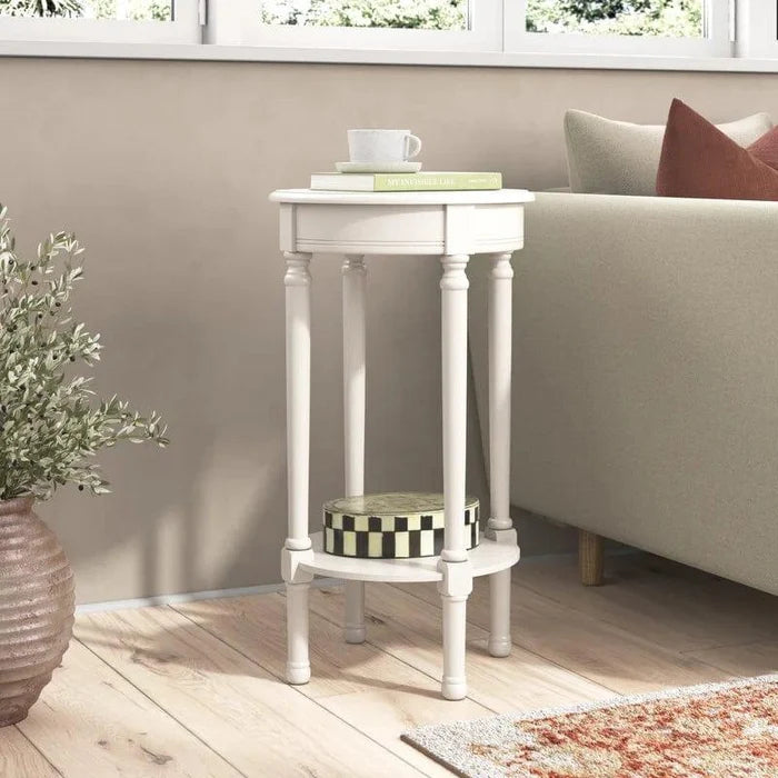 Wooden Round Coffee Table, End Table, Plant Stand/Table, Side Table for Living Room, Bedroom, Library, Balcony - Ouch Cart