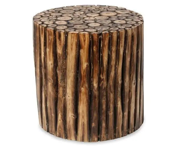 WOODEN ROUND COFFEE TABLE WITH 4 STOOL - Ouch Cart
