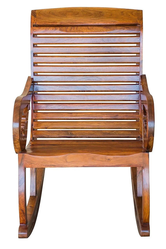 Wooden Royal Rocking Chair Wood Rocking Chair in Mahogany SPL Finish for Living Room Lounge Garden - Ouch Cart