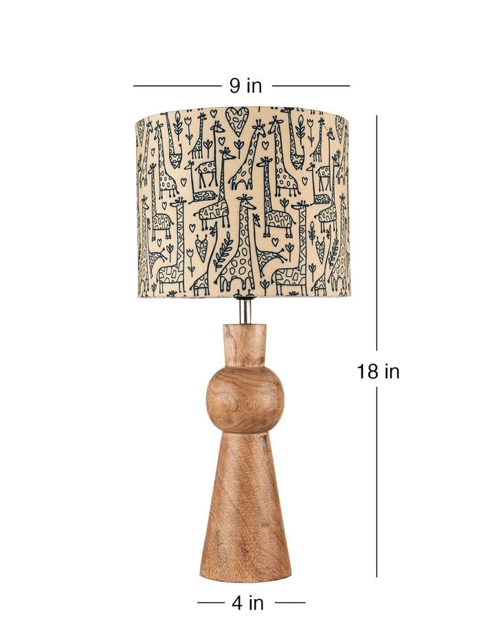 Wooden Skirt Lamp with Multicolor Animal Print Shade - Ouch Cart