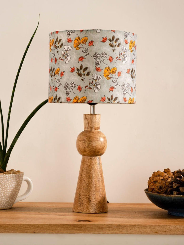 Wooden Skirt Lamp with Multicolor Gardenia Shade - Ouch Cart