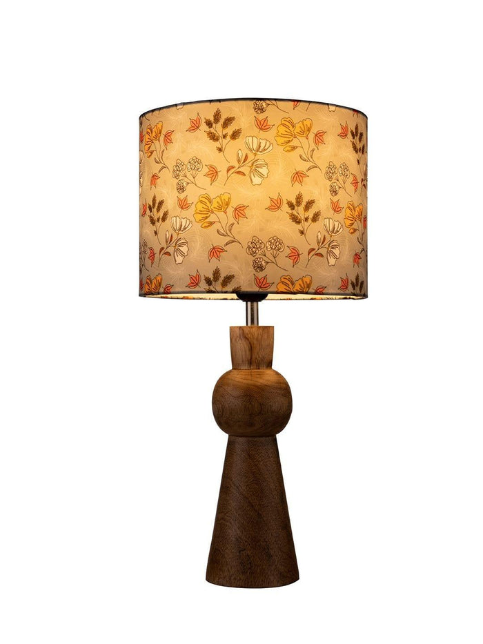 Wooden Skirt Lamp with Multicolor Gardenia Shade - Ouch Cart