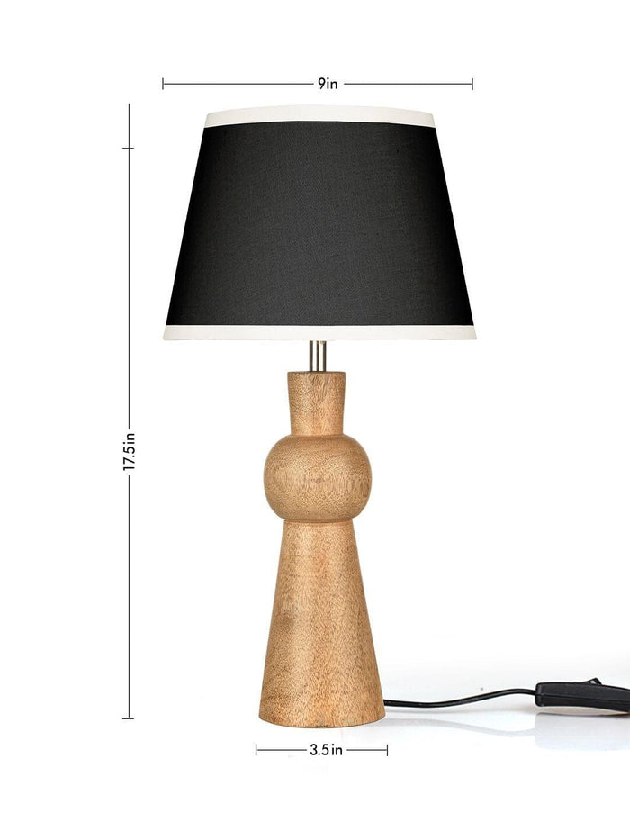 Wooden Skirt Lamp with White Black Shade - Ouch Cart