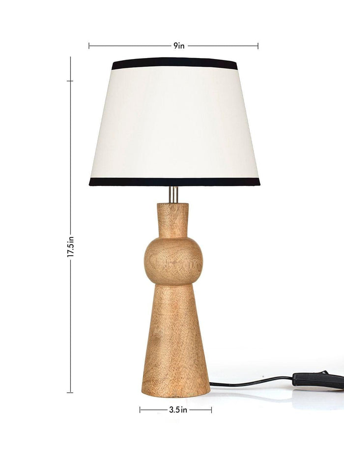 Wooden Skirt Lamp with White Cotton Shade - Ouch Cart