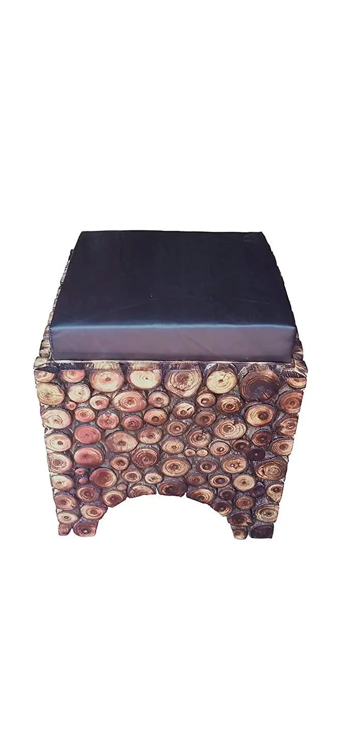 Wooden Stool/Chair With Storage Made From Natural Wood Blocks - Ouch Cart