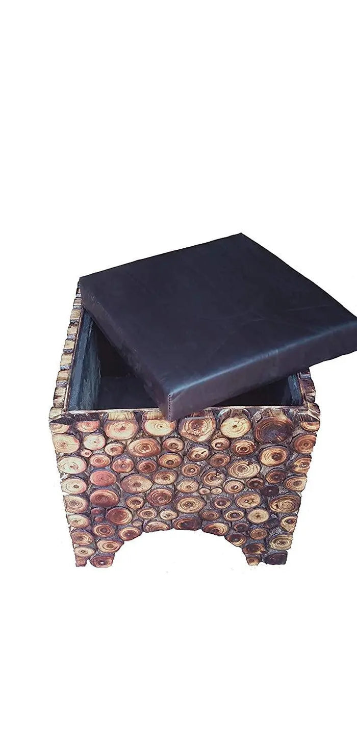 Wooden Stool/Chair With Storage Made From Natural Wood Blocks - Ouch Cart