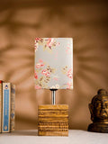 Wooden Stripped Cube Lamp with Colorful Grey Shade - Ouch Cart