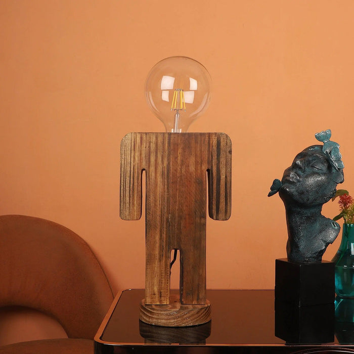 Wooden Table Lamp Natural Wood - Ouch Cart