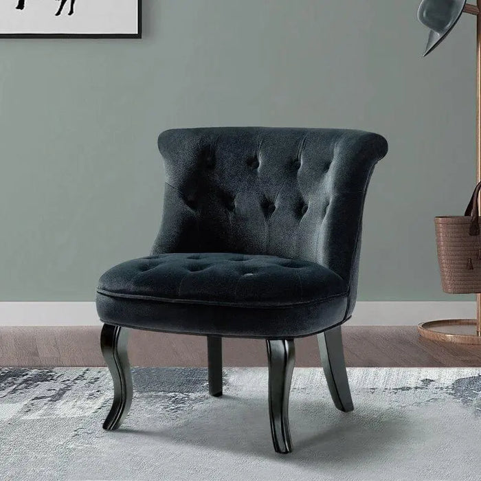 Wooden Teak Wood Wide Tufted Side Chair - Ouch Cart