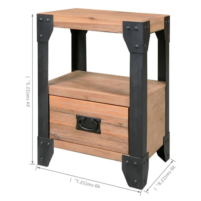 Wren  Nightstands 2 Pcs Solid Acacia Wood Steel 40X30x54 Cm Ouch Cart